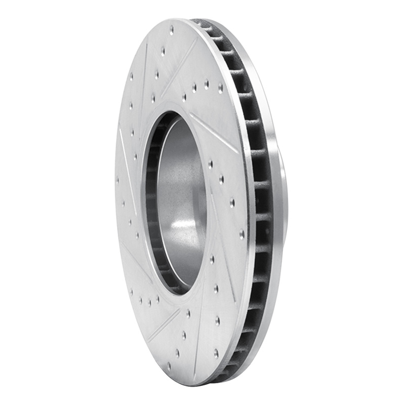 BMW 740I Brake Rotor (1) - Front Right - R1 Concepts - Drilled & Slotted - Silver - `91-`01